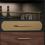 Modern Multi-Layer Board Cabinet with Stainless Steel and Glass Accents - Elegant Storage Solution fmsjj-4198