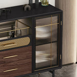 Modern Multi-Layer Board Cabinet with Stainless Steel and Glass Accents - Elegant Storage Solution fmsjj-4198