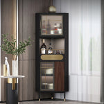 Stylish Multi-layer Board and Glass Cabinet with Stainless Accents – Perfect for Modern Living Spaces fmsjj-4200