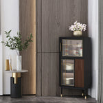 Stylish Multi-layer Board and Glass Cabinet with Stainless Accents – Perfect for Modern Living Spaces fmsjj-4200