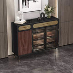 Sleek Multi-layer Board Cabinet with Stainless Glass - Modern Chic Storage Solution fmsjj-4201