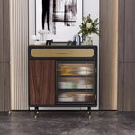 Sleek Multi-layer Board Cabinet with Stainless Glass - Modern Chic Storage Solution fmsjj-4201