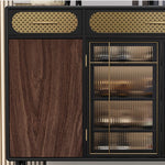 Sleek Multi-layer Board Cabinet with Stainless Glass - Modern Chic Storage Solution fmsjj-4201