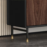 Sleek Multi-layer Board Cabinet with Stainless Glass - Modern Chic Storage Solution fmsjj-4201