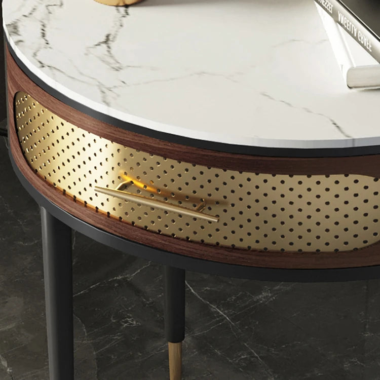 Elegant Modern Tea Table - Multi-layer Board & Ceramic Sintered Stone with Stainless Accents fmsjj-4203