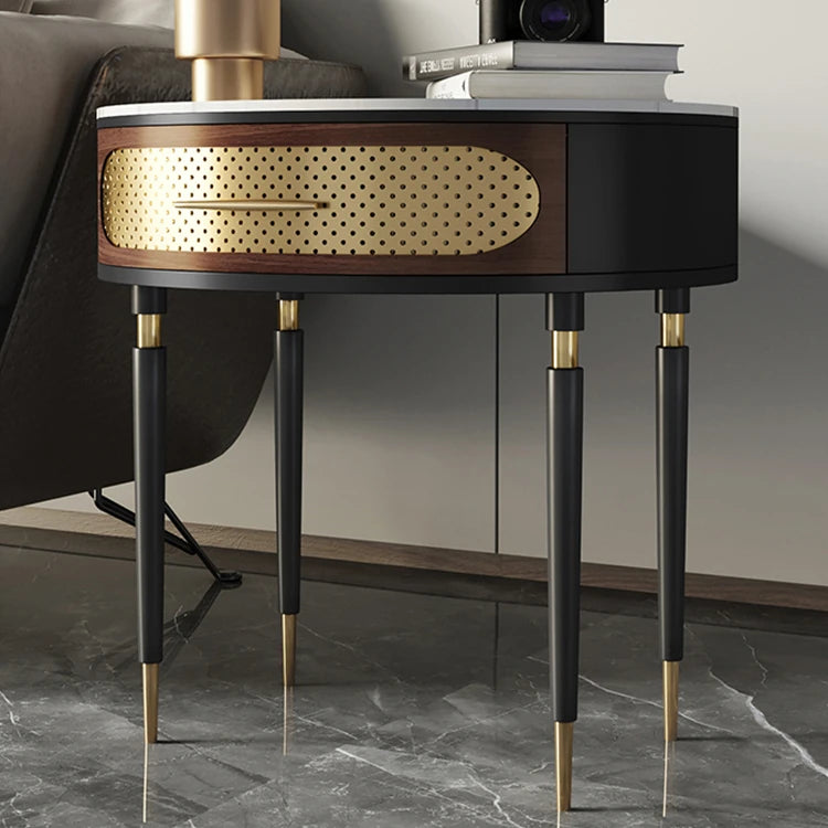 Elegant Modern Tea Table - Multi-layer Board & Ceramic Sintered Stone with Stainless Accents fmsjj-4203