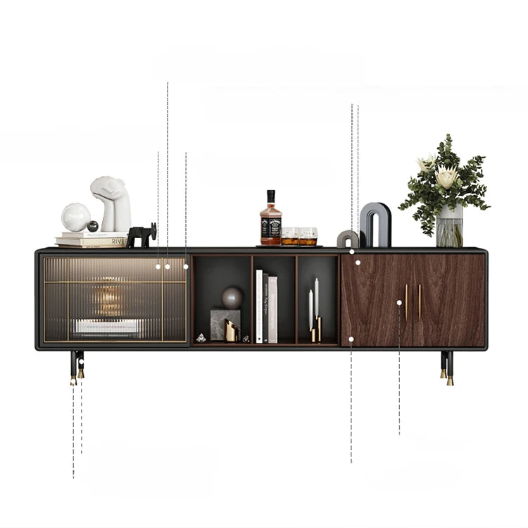 Elegant Modern TV Cabinet with Multi-Layer Board and Glass Design fmsjj-4205