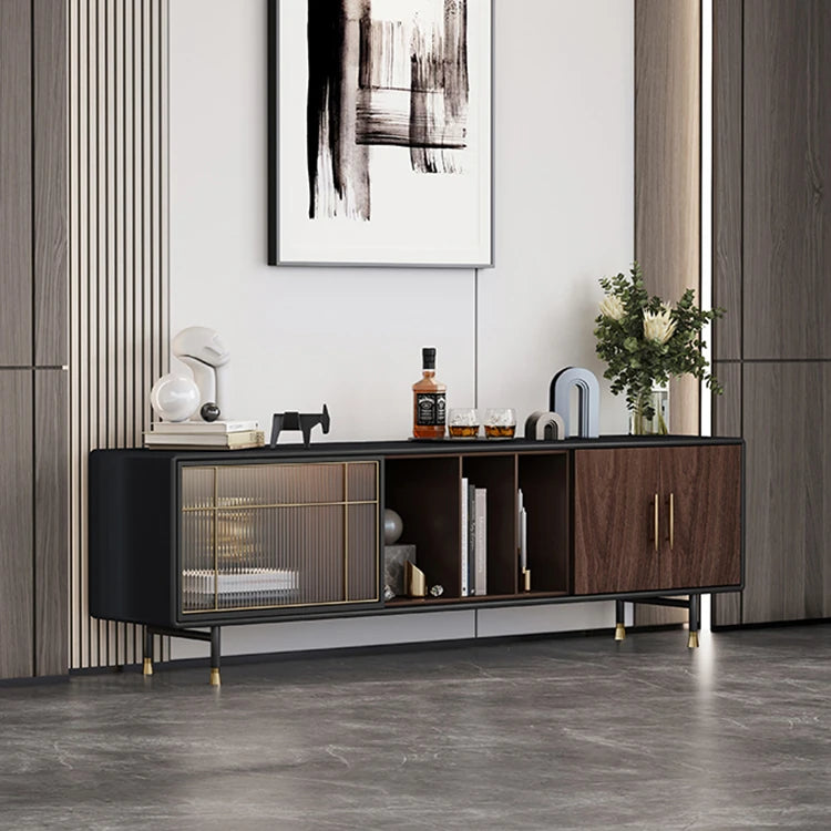 Elegant Modern TV Cabinet with Multi-Layer Board and Glass Design fmsjj-4205