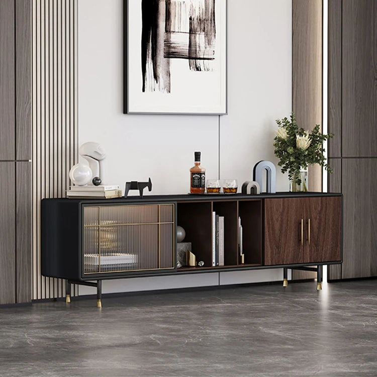 Elegant Modern TV Cabinet with Multi-Layer Board and Glass Design fmsjj-4205