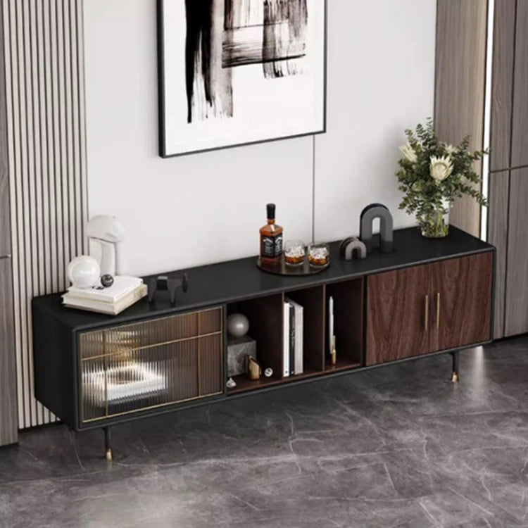 Elegant Modern TV Cabinet with Multi-Layer Board and Glass Design fmsjj-4205