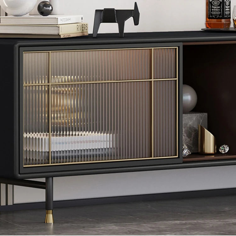 Elegant Modern TV Cabinet with Multi-Layer Board and Glass Design fmsjj-4205