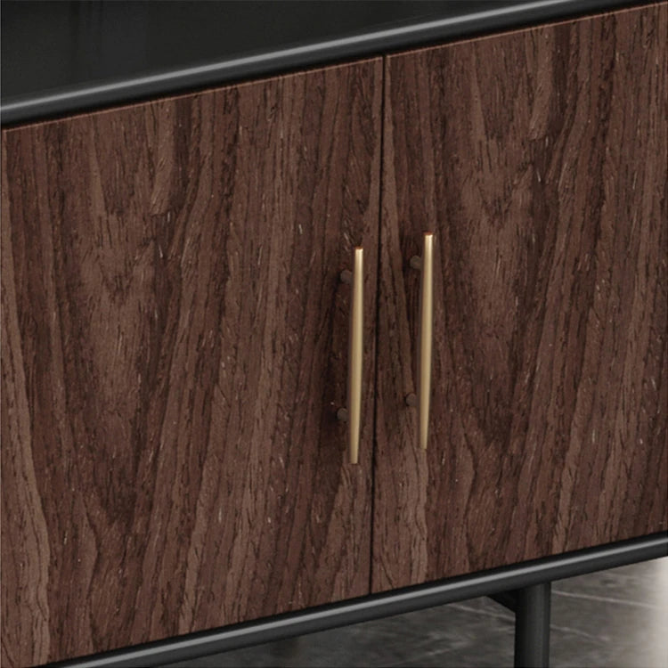 Elegant Modern TV Cabinet with Multi-Layer Board and Glass Design fmsjj-4205