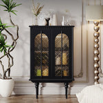 Elegant Beech Wood Cabinet with Intricate Glass Design fmsjj-4207