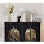 Elegant Beech Wood Cabinet with Intricate Glass Design fmsjj-4207