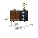 Modern Solid Wood Cabinet with Artistic Stainless Accents - Unique Multi-Layer Design fmsjj-4214