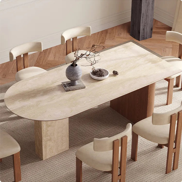 Modern Sintered Stone Dining Table with Solid Wood Accents - Elegant Design for Your Dining Room fmus-4078