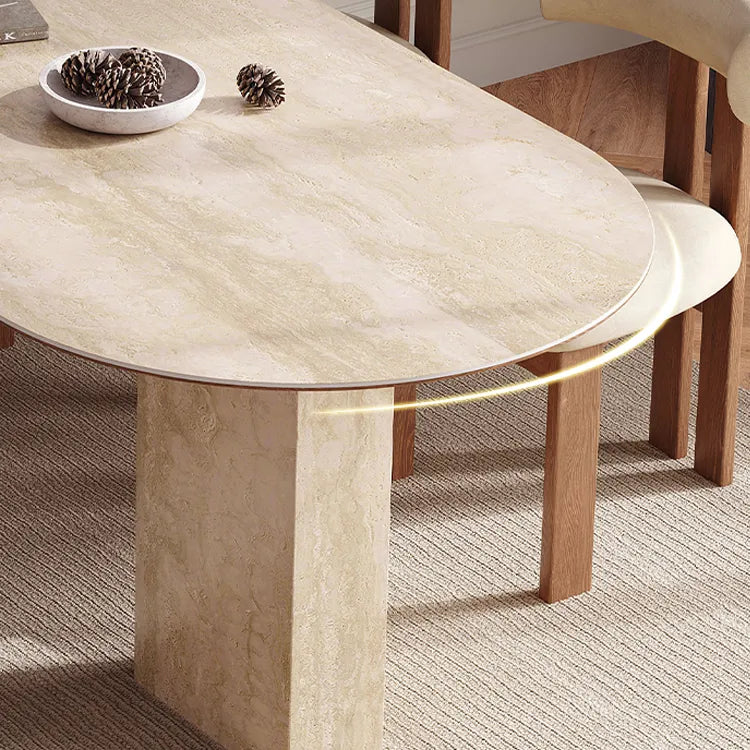 Modern Sintered Stone Dining Table with Solid Wood Accents - Elegant Design for Your Dining Room fmus-4078