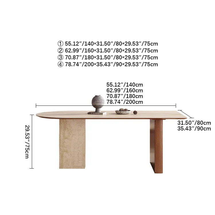 Modern Sintered Stone Dining Table with Solid Wood Accents - Elegant Design for Your Dining Room fmus-4078