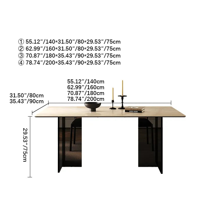 Sleek Sintered Stone Dining Table with Glass Base and Acrylic Finish – Modern Elegance for Your Dining Room fmus-4082