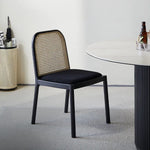 Sleek Ash Wood Dining Chair with Rattan Weaving & PU Leather Cushion fmus-4084