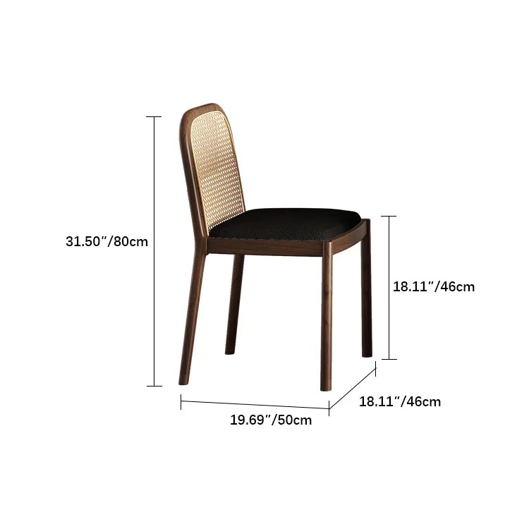 Sleek Ash Wood Dining Chair with Rattan Weaving & PU Leather Cushion fmus-4084