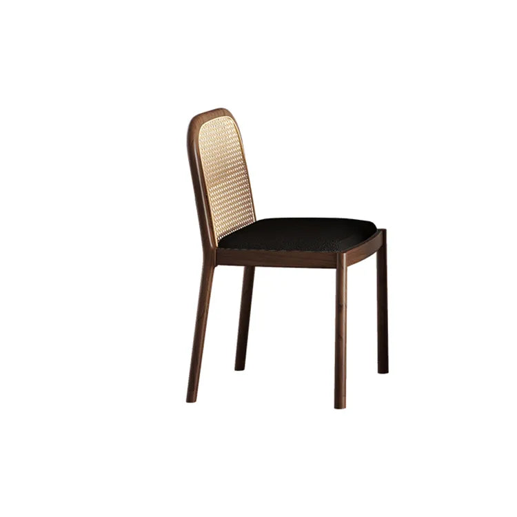 Sleek Ash Wood Dining Chair with Rattan Weaving & PU Leather Cushion fmus-4084