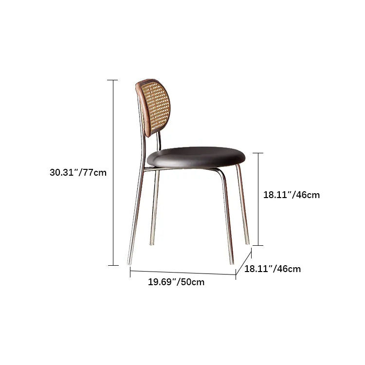 Ash Wood Rattan Dining Chair with PU Leather & Stainless Steel Frame – Stylish Modern Seating Solution fmus-4086