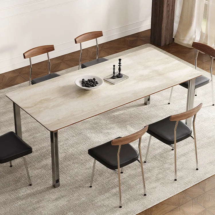 Modern Sintered Stone Dining Table with Stainless Steel Frame – Sleek Multi-layer Design for Contemporary Spaces fmus-4087