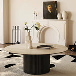 Modern Sintered Stone Coffee Table with Glass and Ash Wood Details fmus-4088