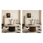 Modern Sintered Stone Coffee Table with Glass and Ash Wood Details fmus-4088