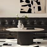 Modern Sintered Stone Coffee Table with Glass and Ash Wood Details fmus-4088