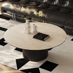 Modern Sintered Stone Coffee Table with Glass and Ash Wood Details fmus-4088