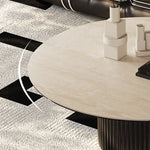 Modern Sintered Stone Coffee Table with Glass and Ash Wood Details fmus-4088