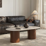 Modern Sintered Stone Coffee Table with Glass and Multi-layer Design for Stylish Living Rooms fmus-4094