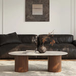 Modern Sintered Stone Coffee Table with Glass and Multi-layer Design for Stylish Living Rooms fmus-4094