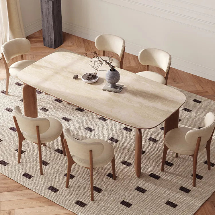 Elegant Sintered Stone Dining Table with Ash Wood Finish – Perfect for Stylish Gatherings fmus-4095