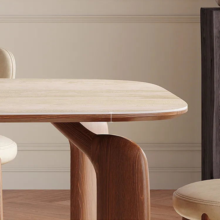 Elegant Sintered Stone Dining Table with Ash Wood Finish – Perfect for Stylish Gatherings fmus-4095