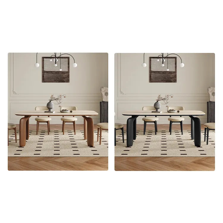 Elegant Sintered Stone Dining Table with Ash Wood Finish – Perfect for Stylish Gatherings fmus-4095