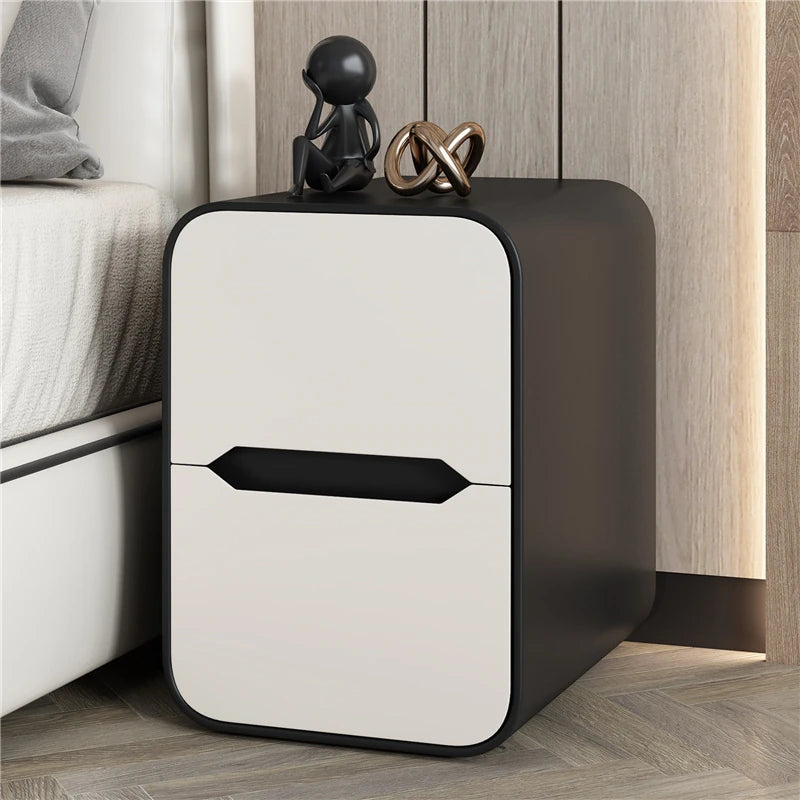 Modern Pine Nightstand with PU Leather Finish - Stylish Storage Solution for Your Bedroom fmxjs-5340