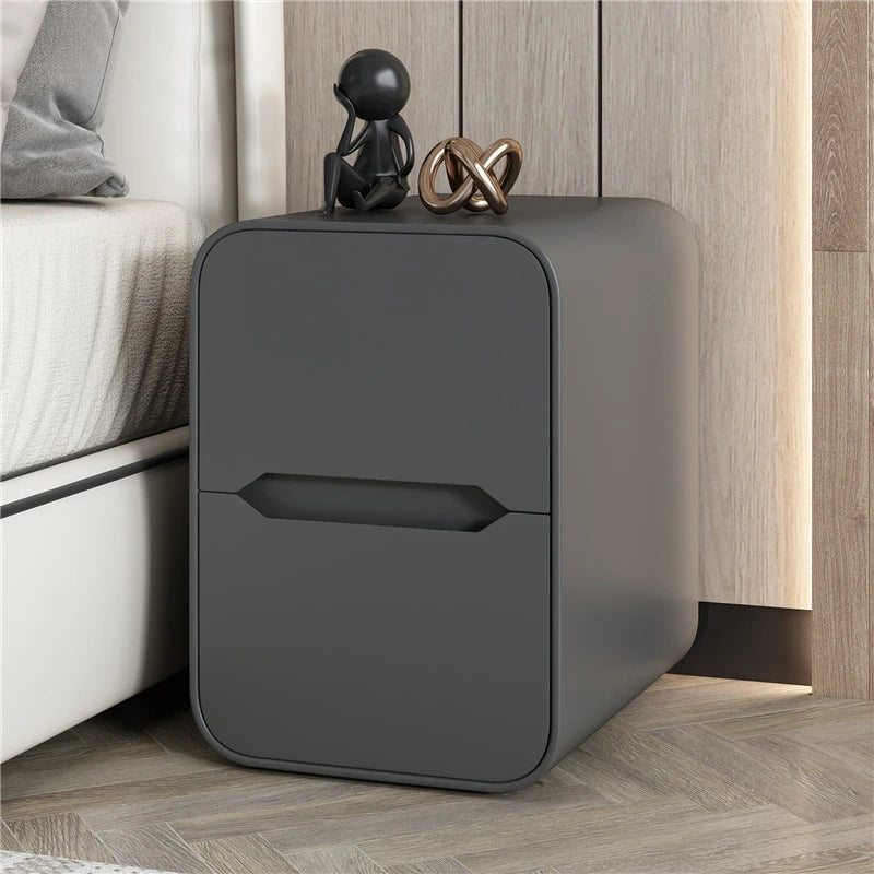 Modern Pine Nightstand with PU Leather Finish - Stylish Storage Solution for Your Bedroom fmxjs-5340