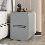 Modern Pine Nightstand with PU Leather Finish - Stylish Storage Solution for Your Bedroom fmxjs-5340