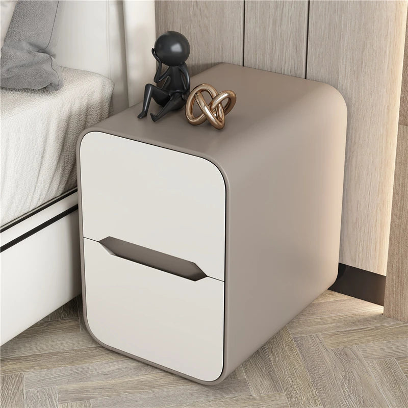 Modern Pine Nightstand with PU Leather Finish - Stylish Storage Solution for Your Bedroom fmxjs-5340