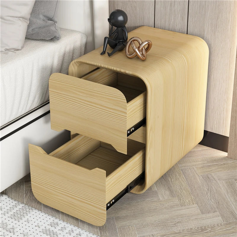Modern Pine Nightstand with PU Leather Finish - Stylish Storage Solution for Your Bedroom fmxjs-5340