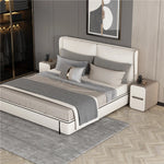 Modern Pine Nightstand with PU Leather Finish - Stylish Storage Solution for Your Bedroom fmxjs-5340