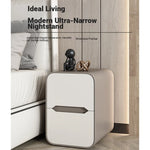 Modern Pine Nightstand with PU Leather Finish - Stylish Storage Solution for Your Bedroom fmxjs-5340