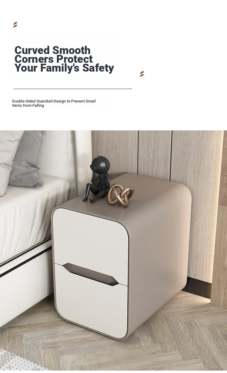 Modern Pine Nightstand with PU Leather Finish - Stylish Storage Solution for Your Bedroom fmxjs-5340