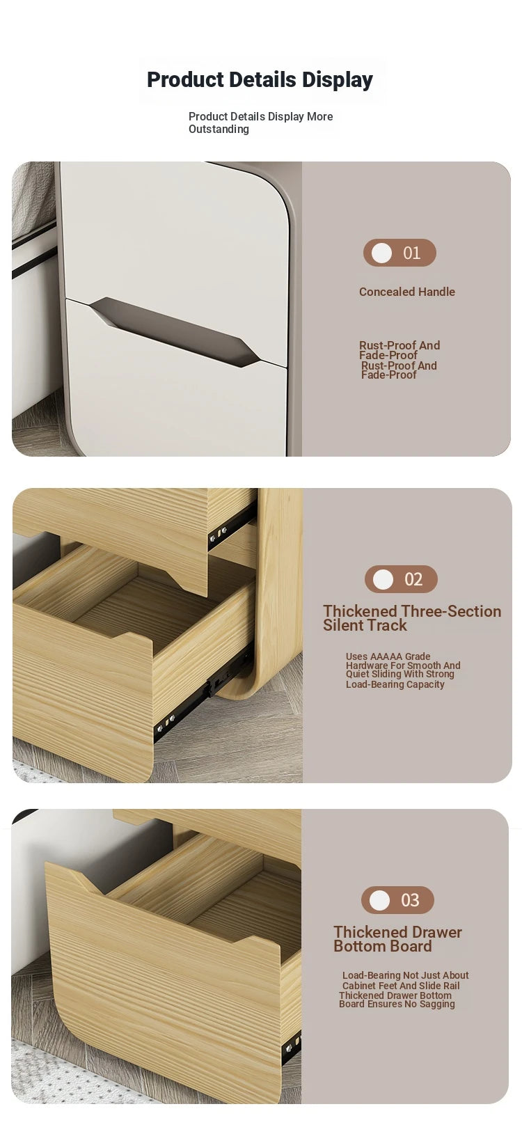 Modern Pine Nightstand with PU Leather Finish - Stylish Storage Solution for Your Bedroom fmxjs-5340