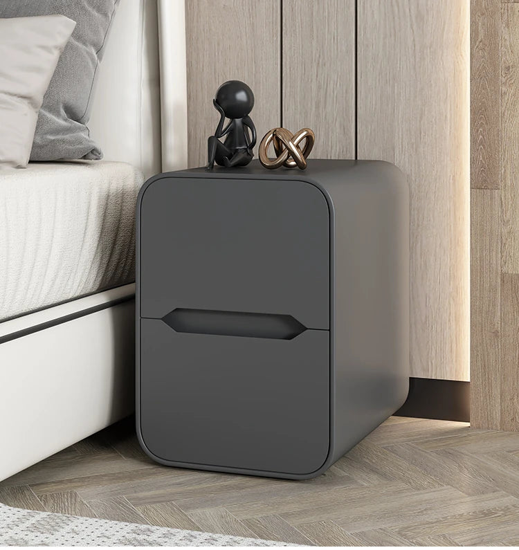 Modern Pine Nightstand with PU Leather Finish - Stylish Storage Solution for Your Bedroom fmxjs-5340