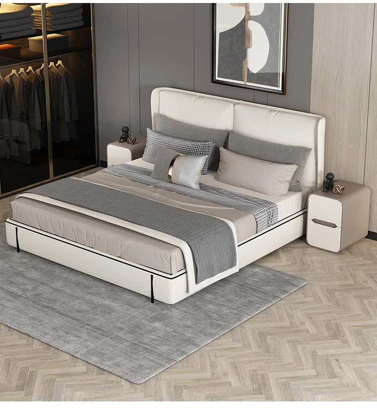 Modern Pine Nightstand with PU Leather Finish - Stylish Storage Solution for Your Bedroom fmxjs-5340