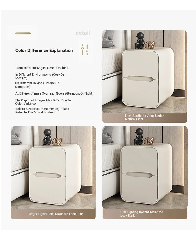 Modern Pine Nightstand with PU Leather Finish - Stylish Storage Solution for Your Bedroom fmxjs-5340